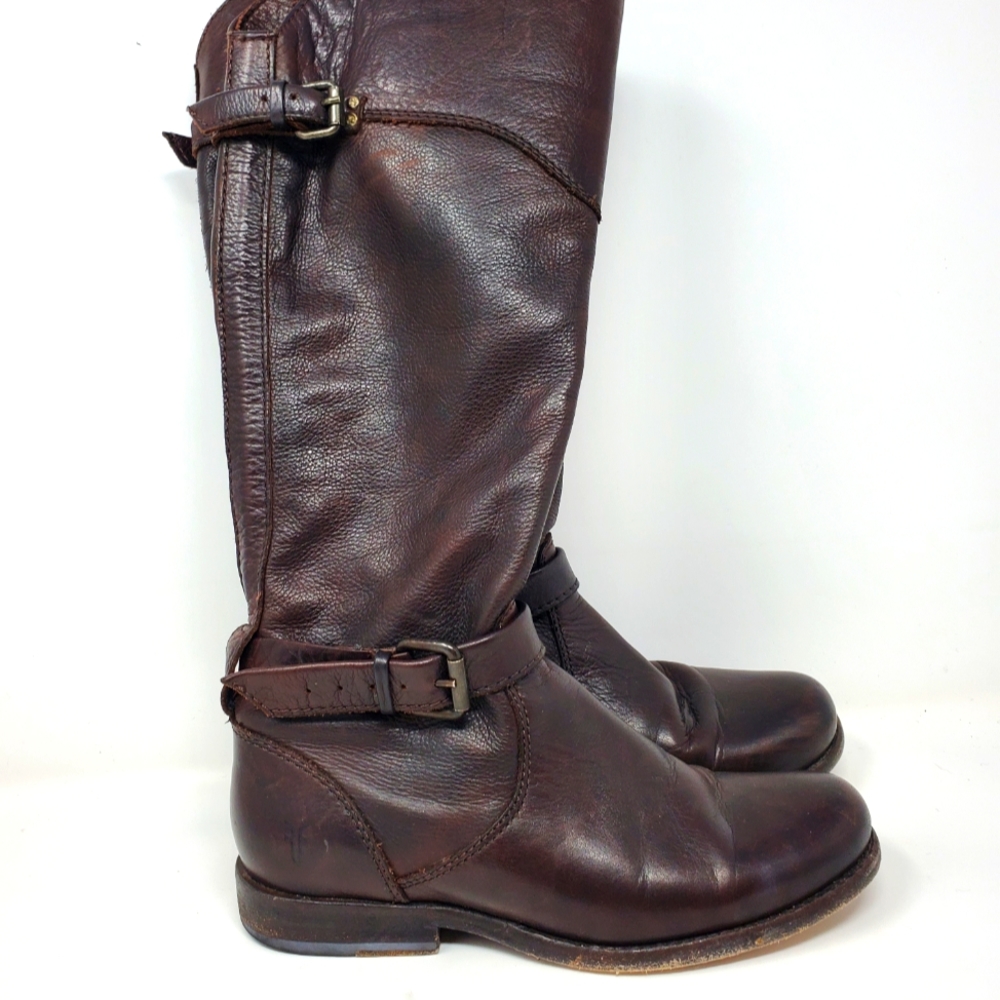Frye phillip dark brown leather riding boots